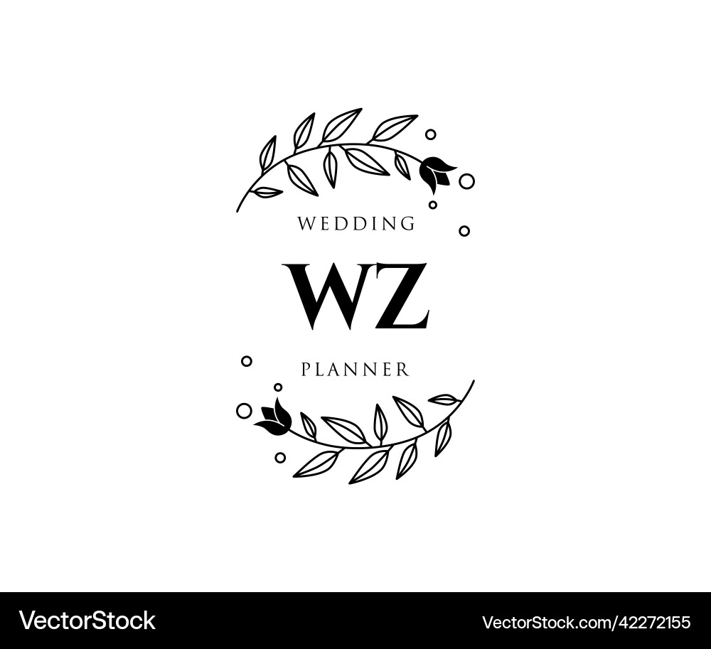 Wz initials letter wedding monogram logos Vector Image