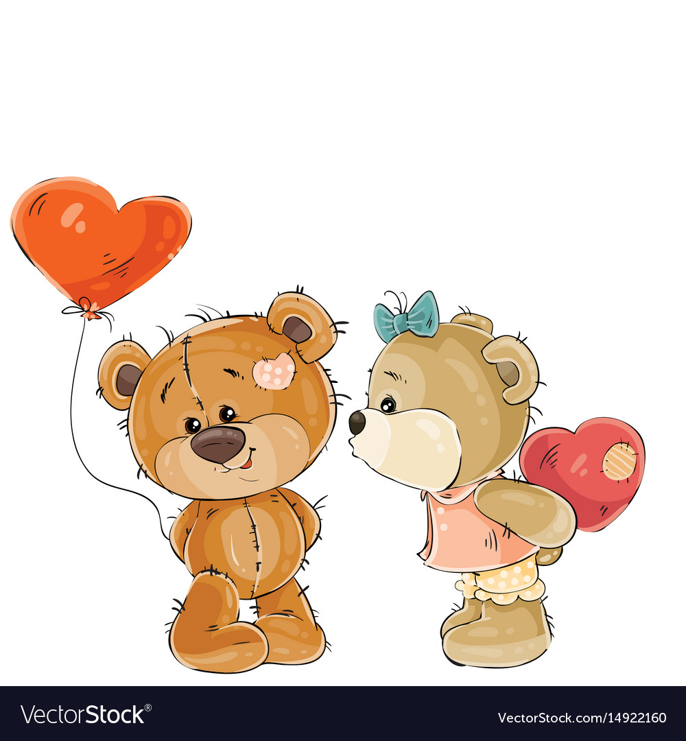 Brown teddy bear holding in its paw a red Vector Image