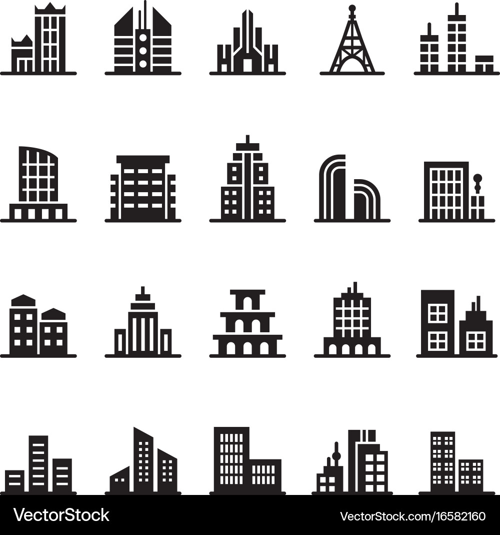 Building icon set Royalty Free Vector Image - VectorStock