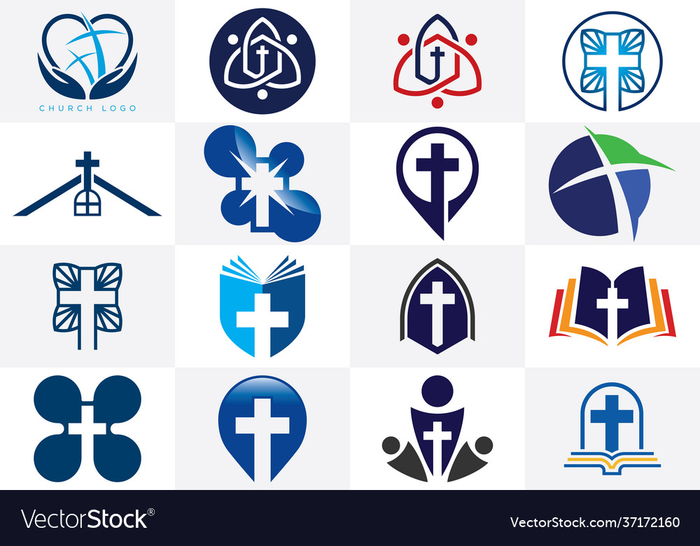 Church icon set christian logo sign symbols Vector Image