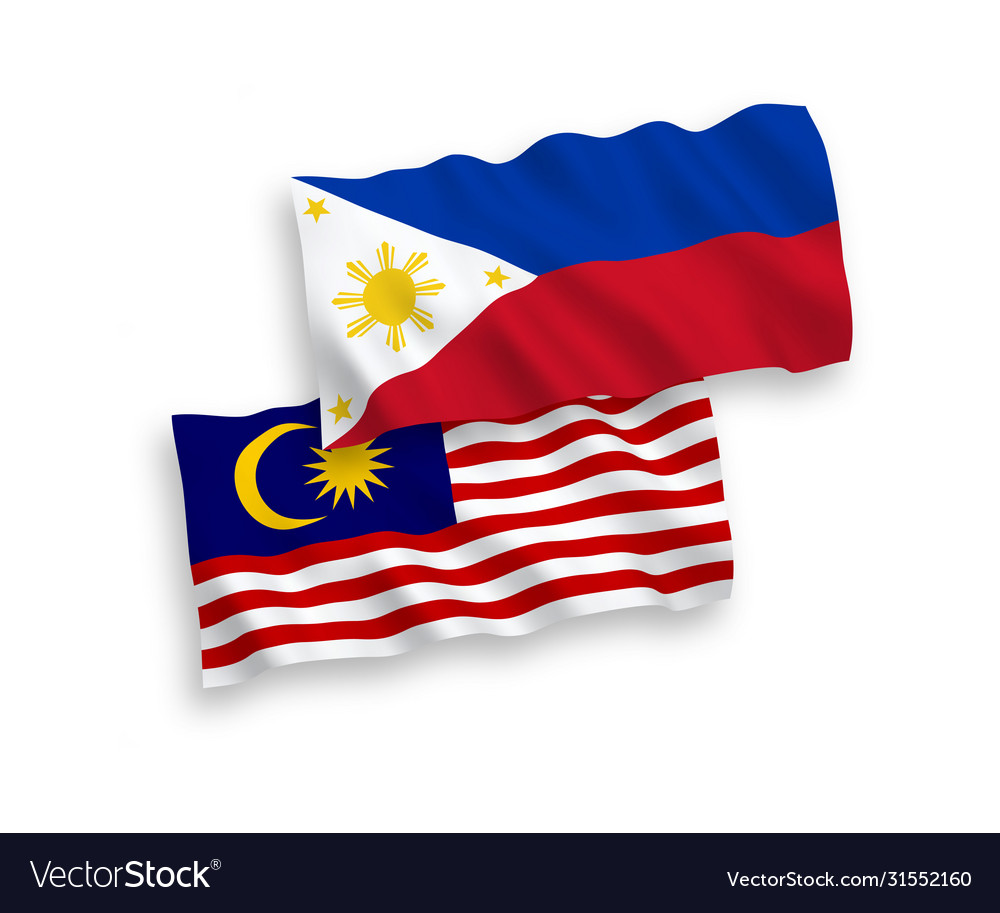 Flags philippines and malaysia on a white