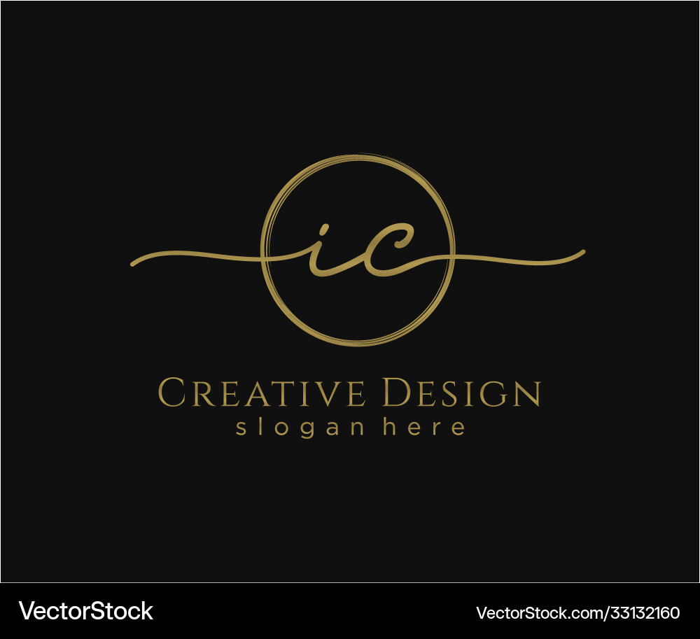Initial ic handwriting logo with circle template Vector Image