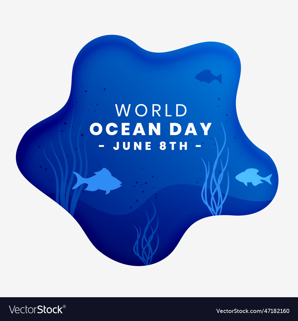 Paper cut style world ocean day background save Vector Image