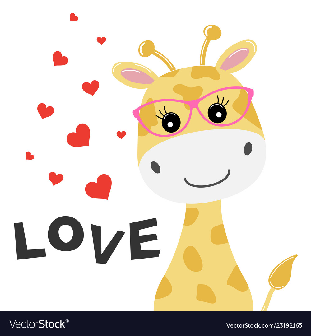 Download Greeting card cute baby giraffe Royalty Free Vector Image