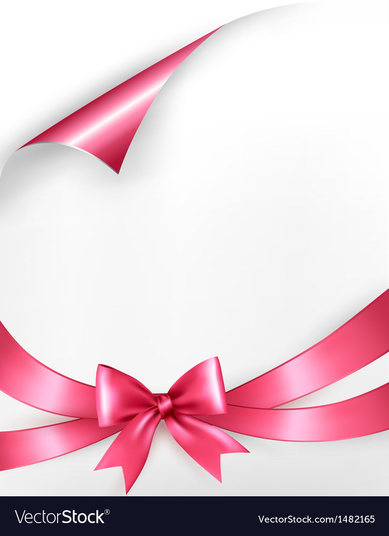 Holiday background with pink gift bow and ribbons