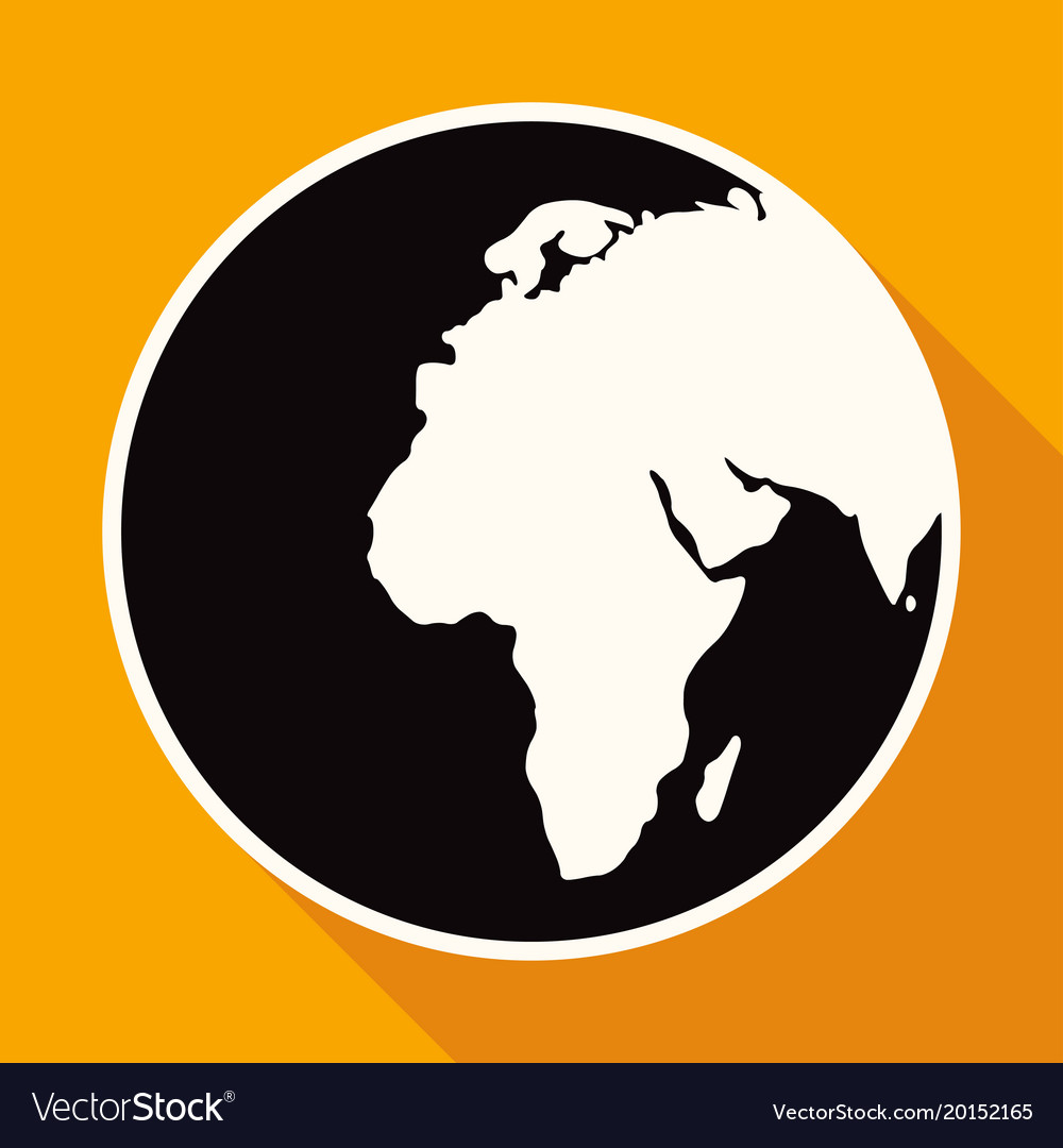 Icon hand drawn earth on white circle with a long Vector Image