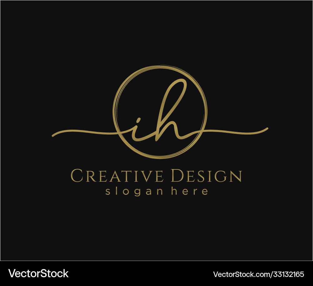 Initial ih handwriting logo with circle template Vector Image
