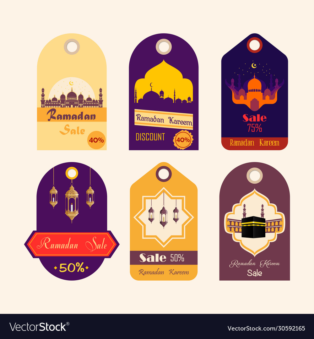 Set ramadan discount tags vector image Set ramadan discount tags