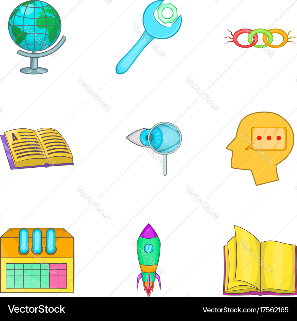 Smart people icons set cartoon style Royalty Free Vector