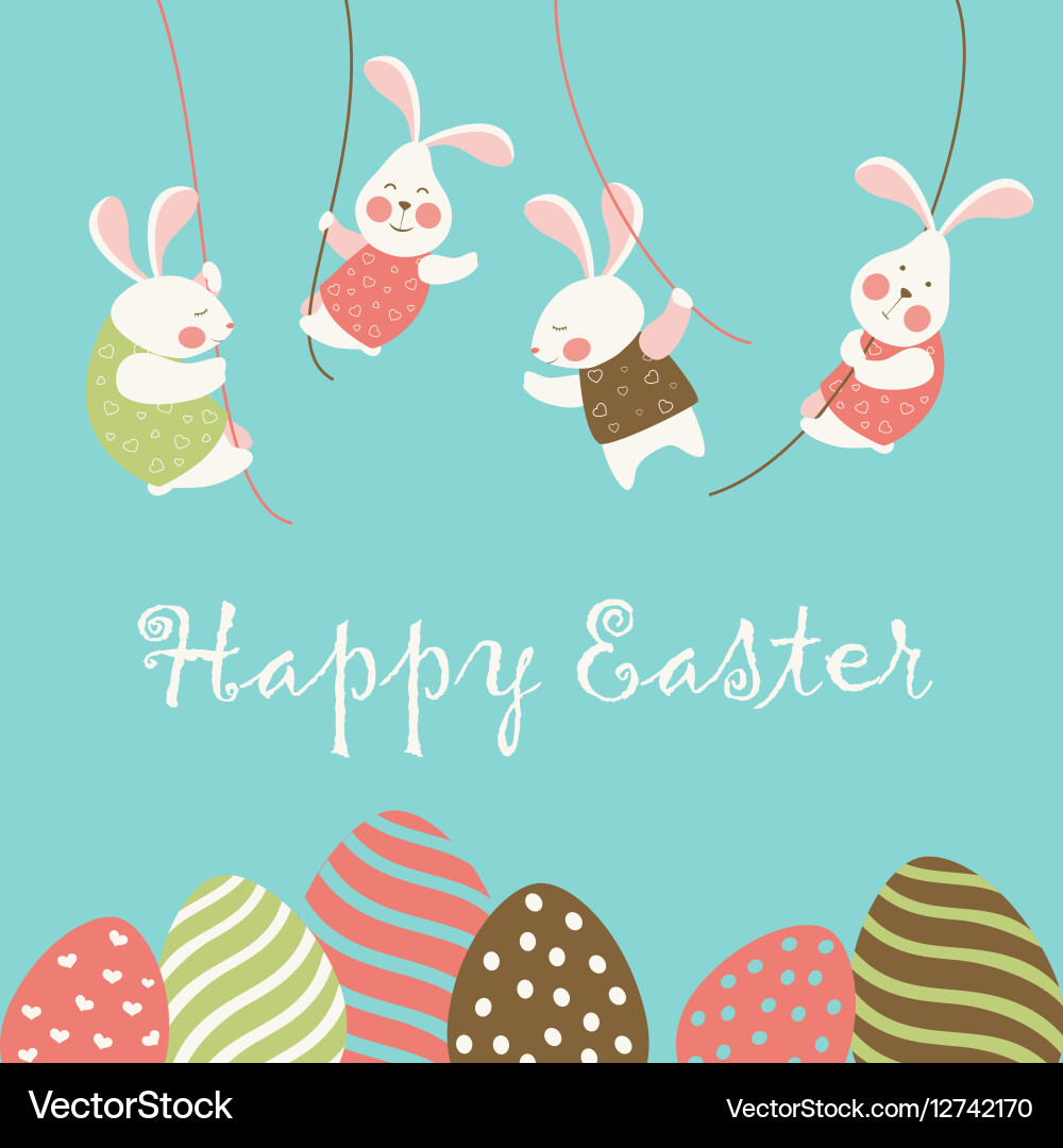 Bunnies and easter eggs Royalty Free Vector Image
