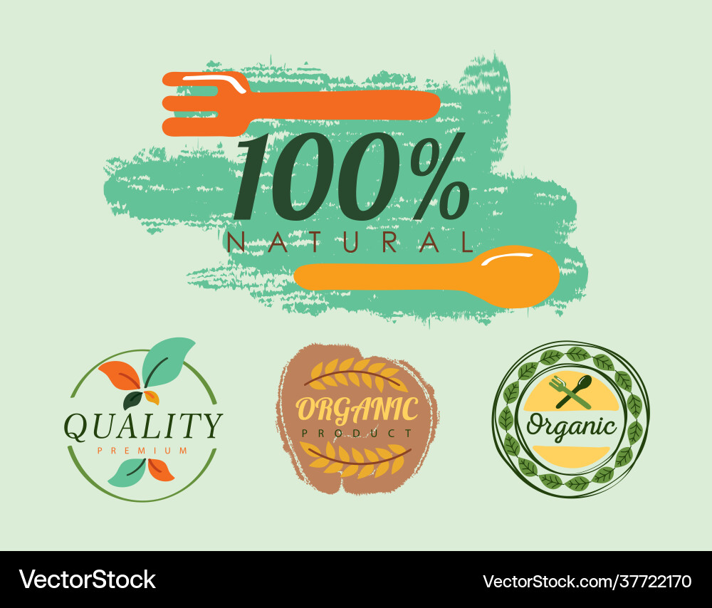 Four organic labels Royalty Free Vector Image - VectorStock