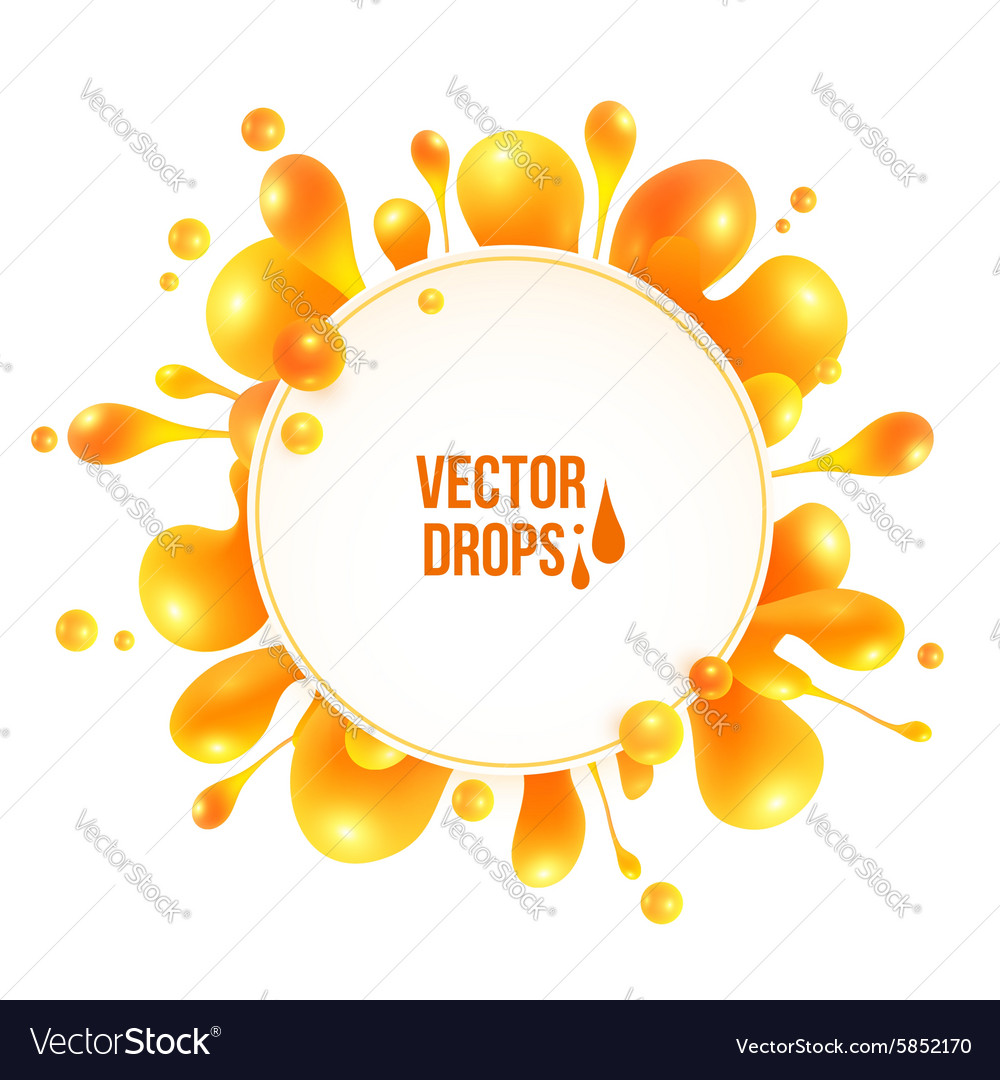 Orange Liquid Splash With Round Banner Royalty Free Vector
