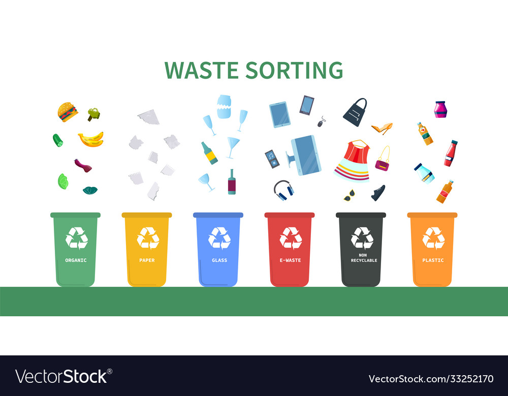 Waste sorting a recycling concept Royalty Free Vector Image