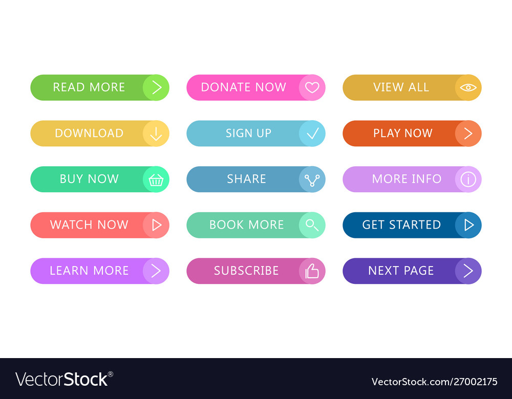 Color Buttons Flat Design Web And Ui Application Vector Image