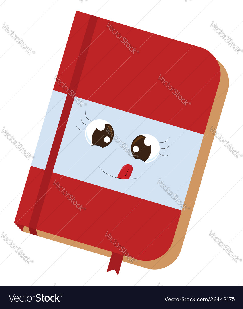 Cute red notebook on white background Royalty Free Vector