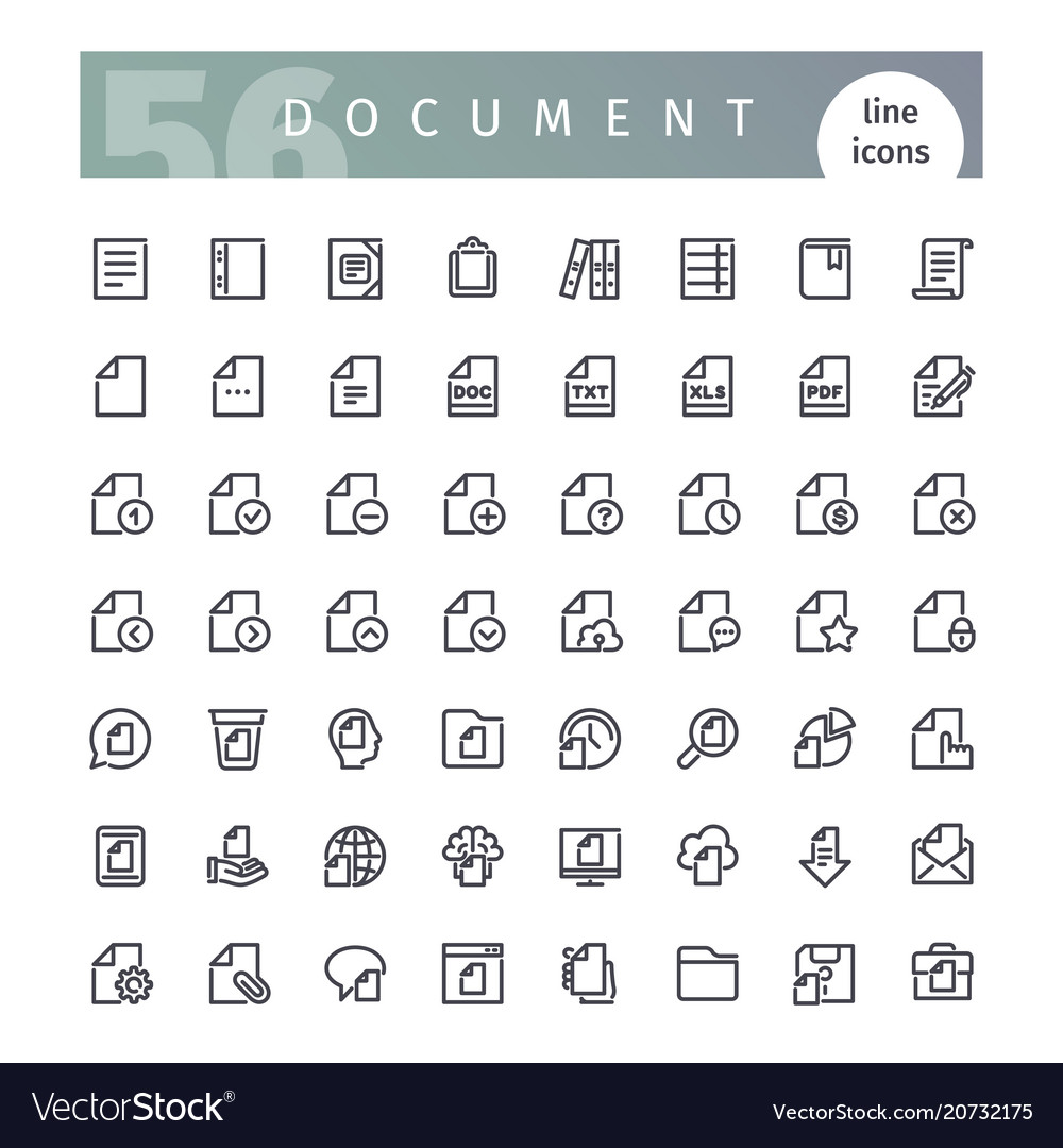 Document line icons set Royalty Free Vector Image