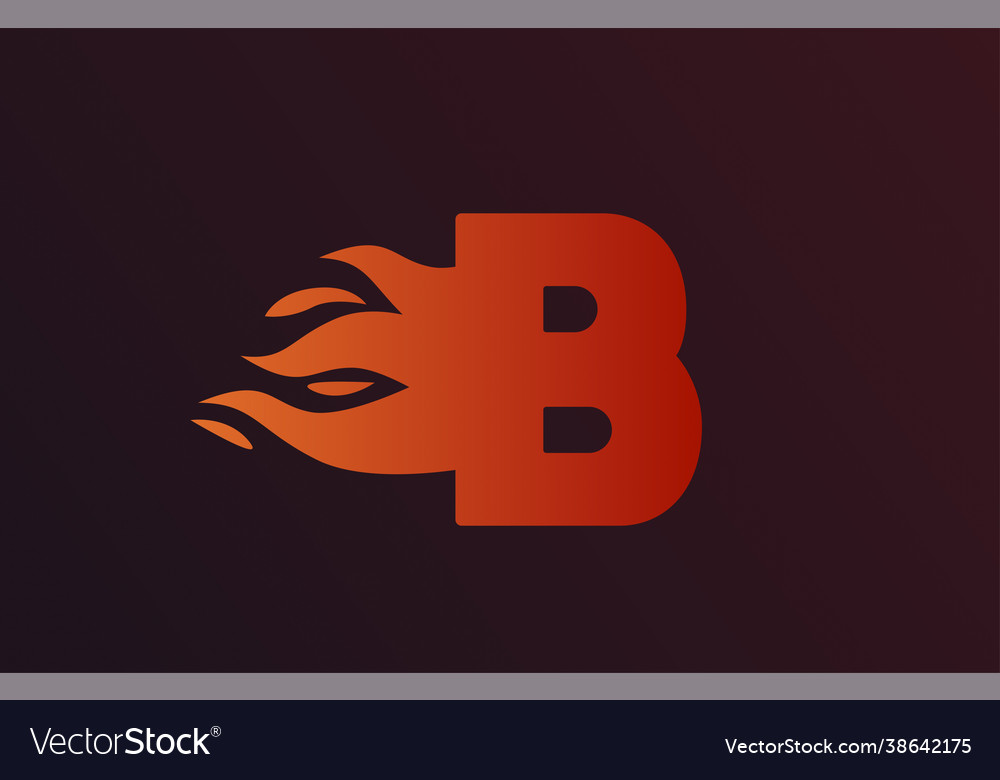 Fire Red Flames B Alphabet Letter Icon Royalty Free Vector