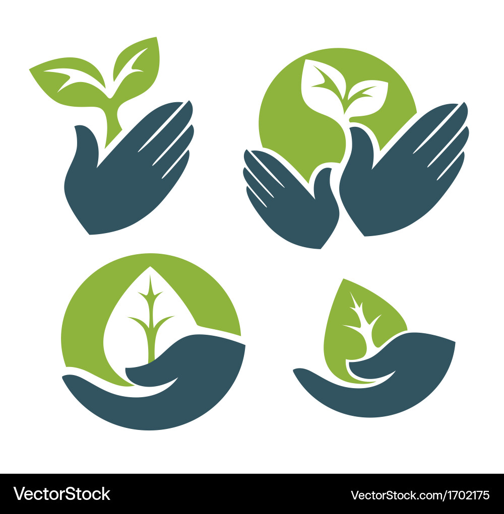 Hands and leaves Royalty Free Vector Image - VectorStock