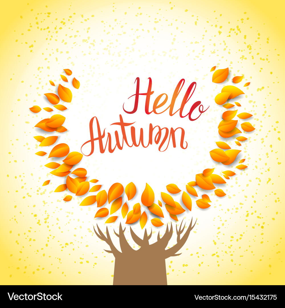 Hello autumn tree Royalty Free Vector Image - VectorStock