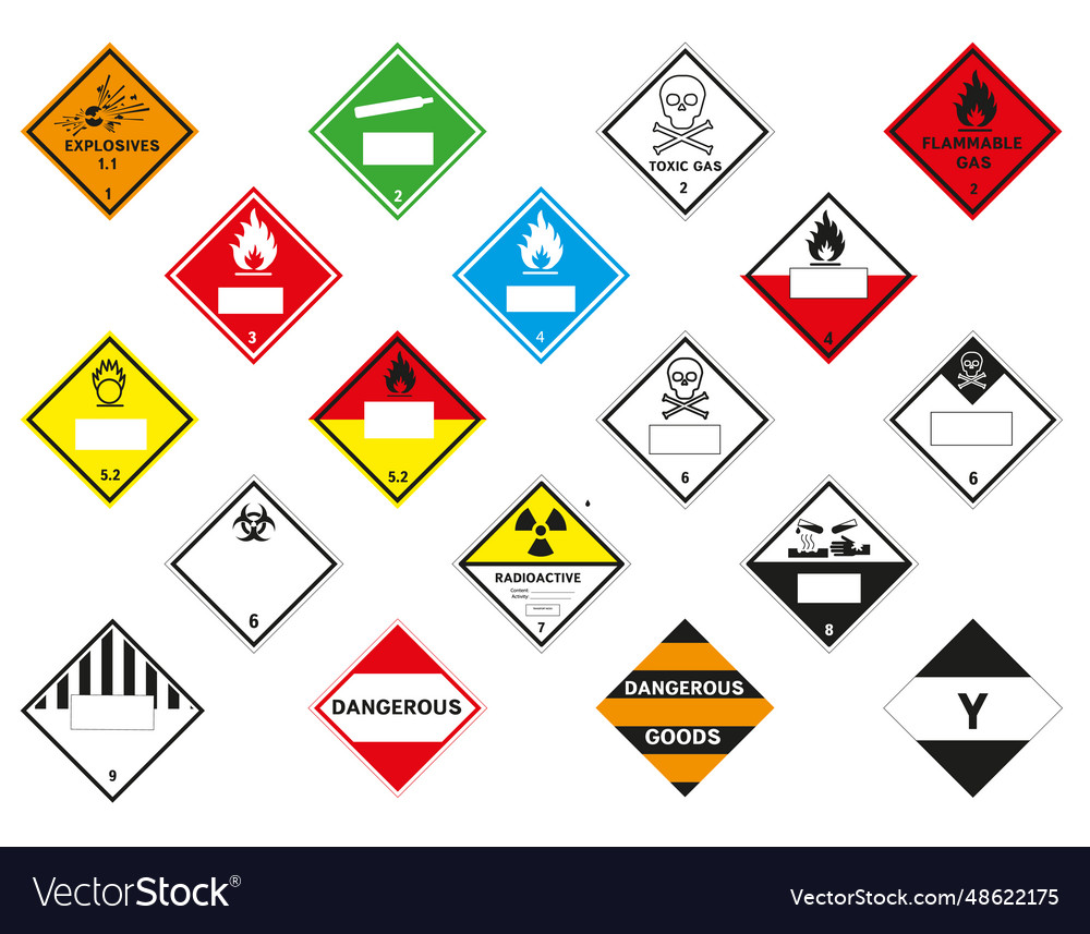 Signs for marking dangerous goods Royalty Free Vector Image