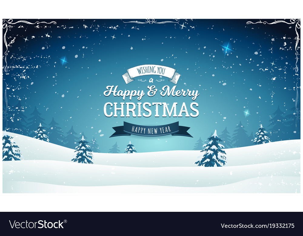 Vintage christmas landscape wide background Vector Image