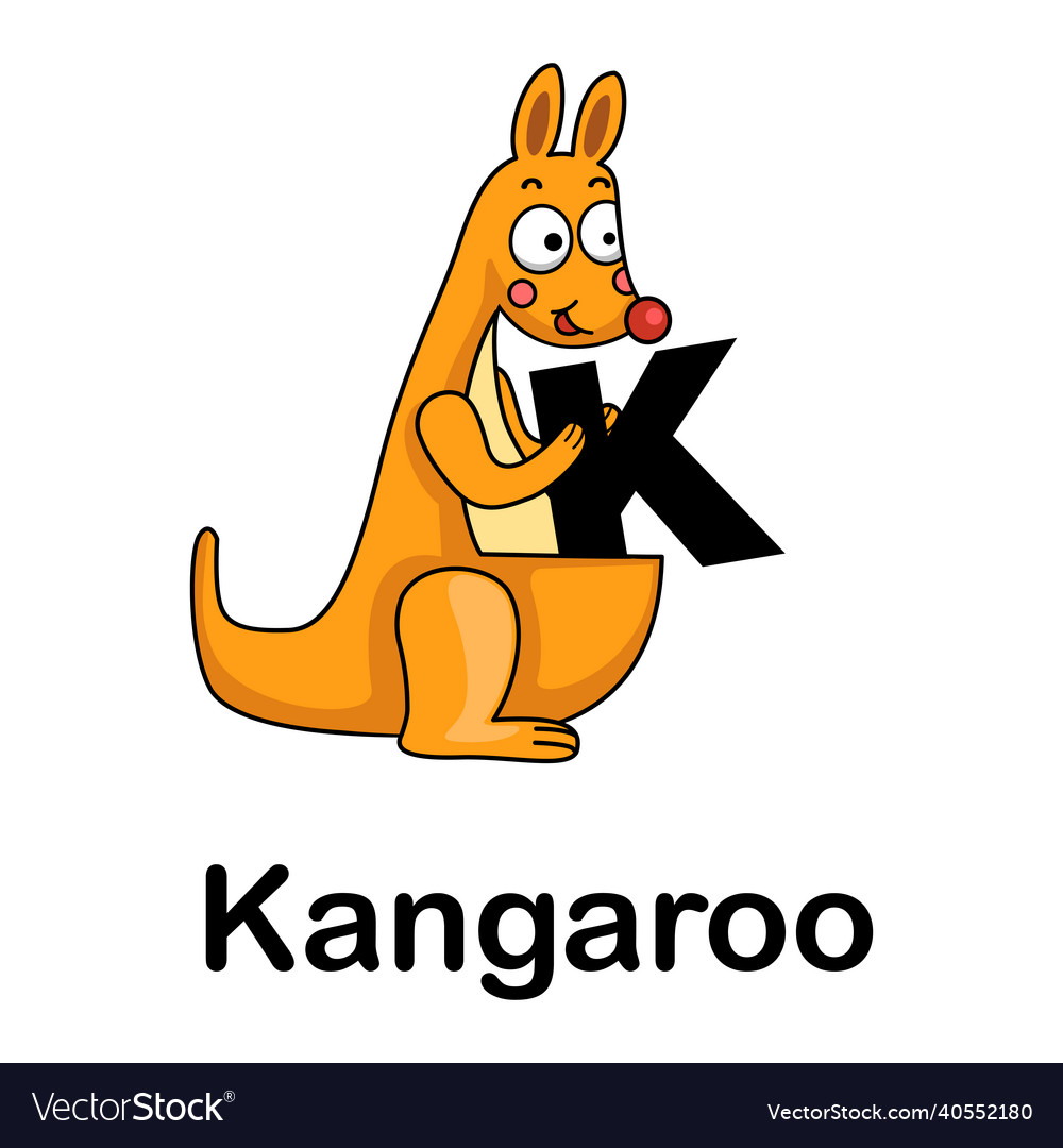 Alphabet letter k-kangaroo Royalty Free Vector Image