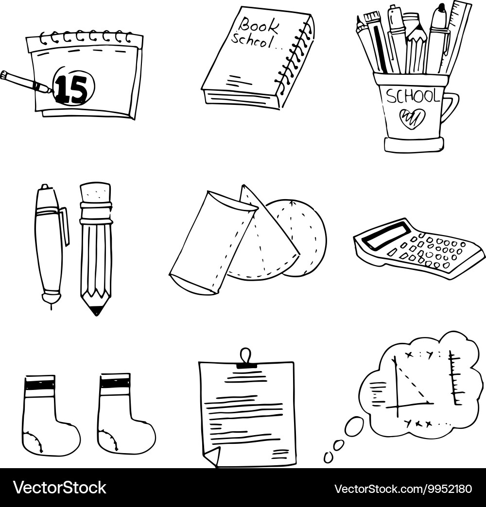 Doodle element school education Royalty Free Vector Image