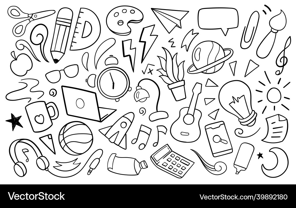 Education accessories doodle Royalty Free Vector Image