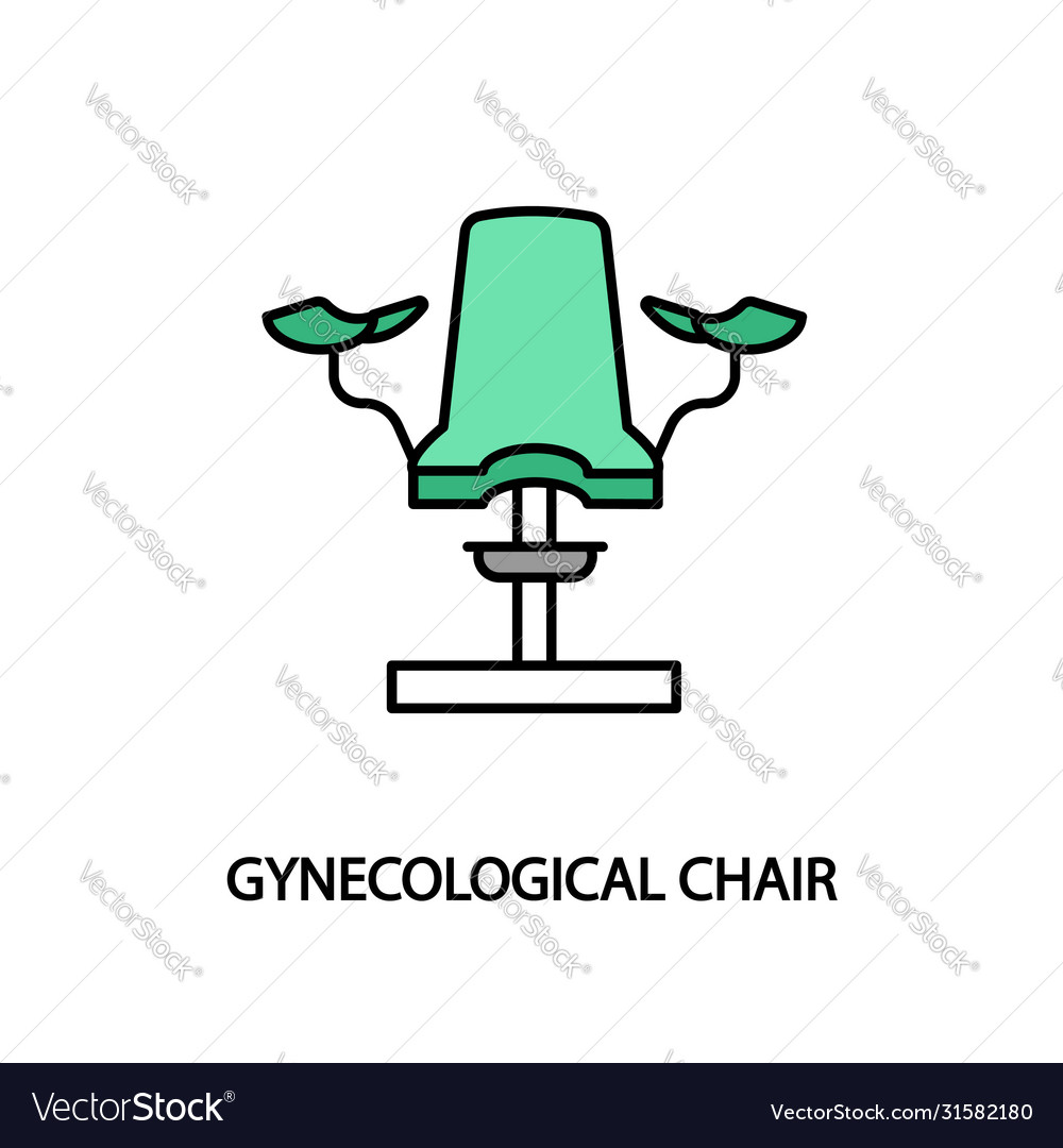 Gynecological chair line icon concept