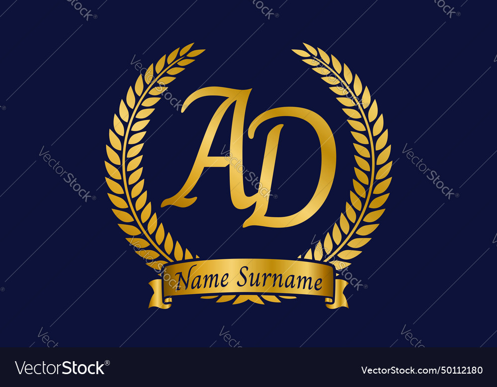 Initial letter a and d ad monogram logo design Vector Image