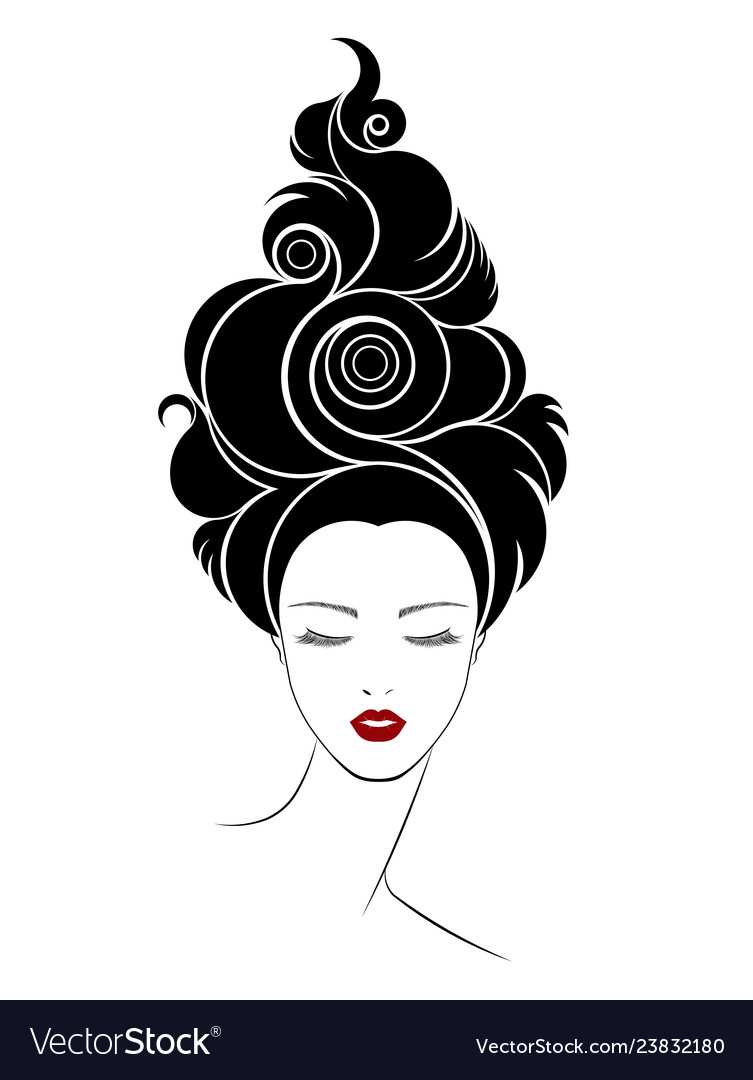 Long hair style icon logo women face Royalty Free Vector Long hair style icon logo women face Royalty Free Vector