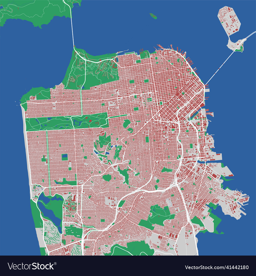 San francisco map detailed map of francisco Vector Image