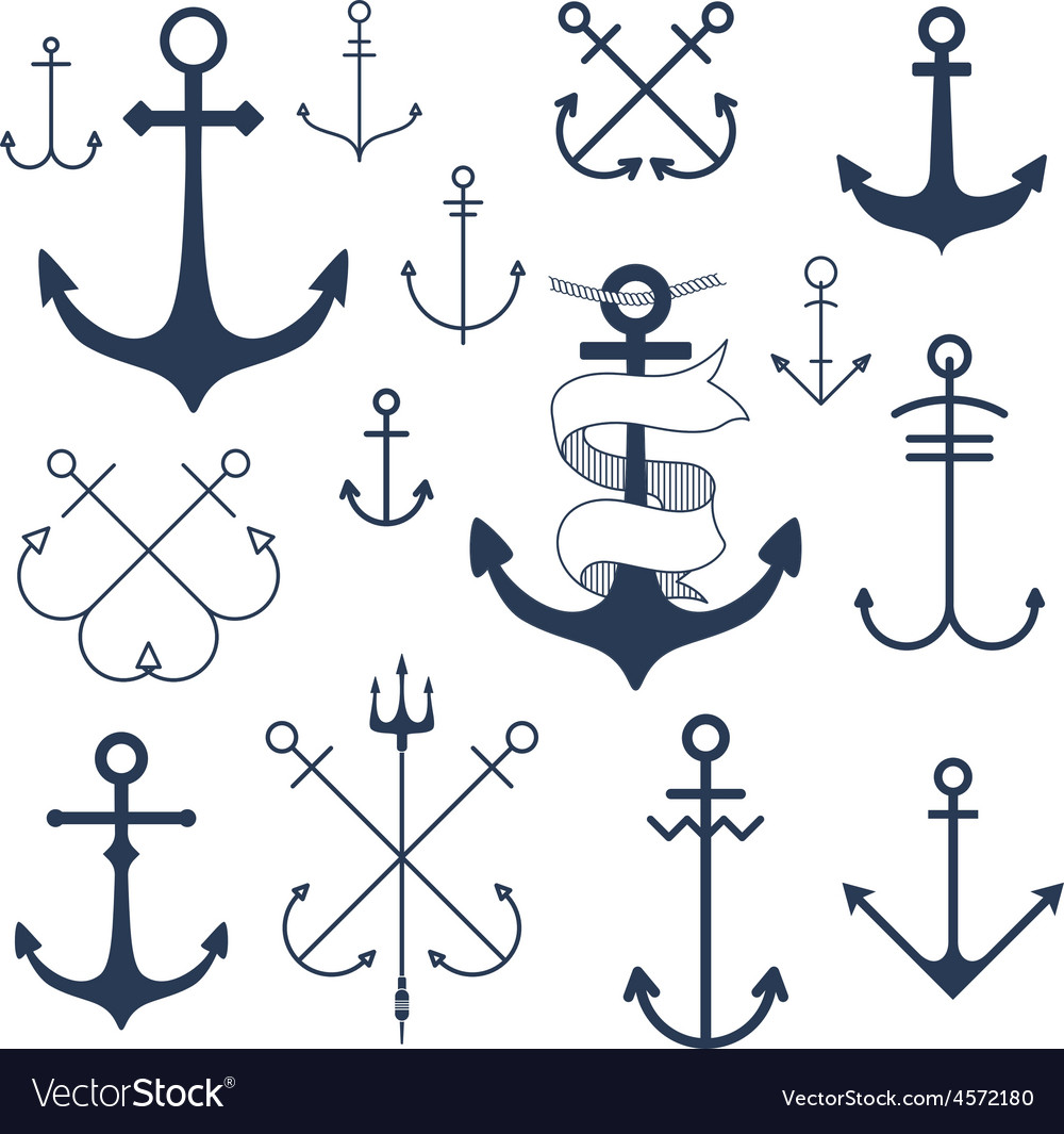 Set of anchors Royalty Free Vector Image - VectorStock