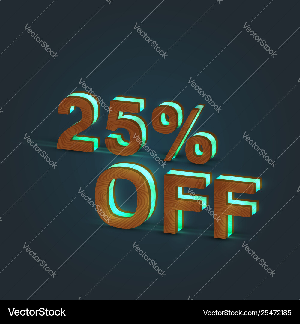 25 off - realistic a word made wood Royalty Free Vector