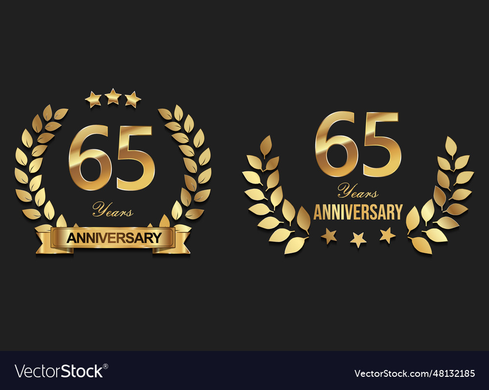 65 Gold Anniversary Celebration Logo With Golden Vector Image