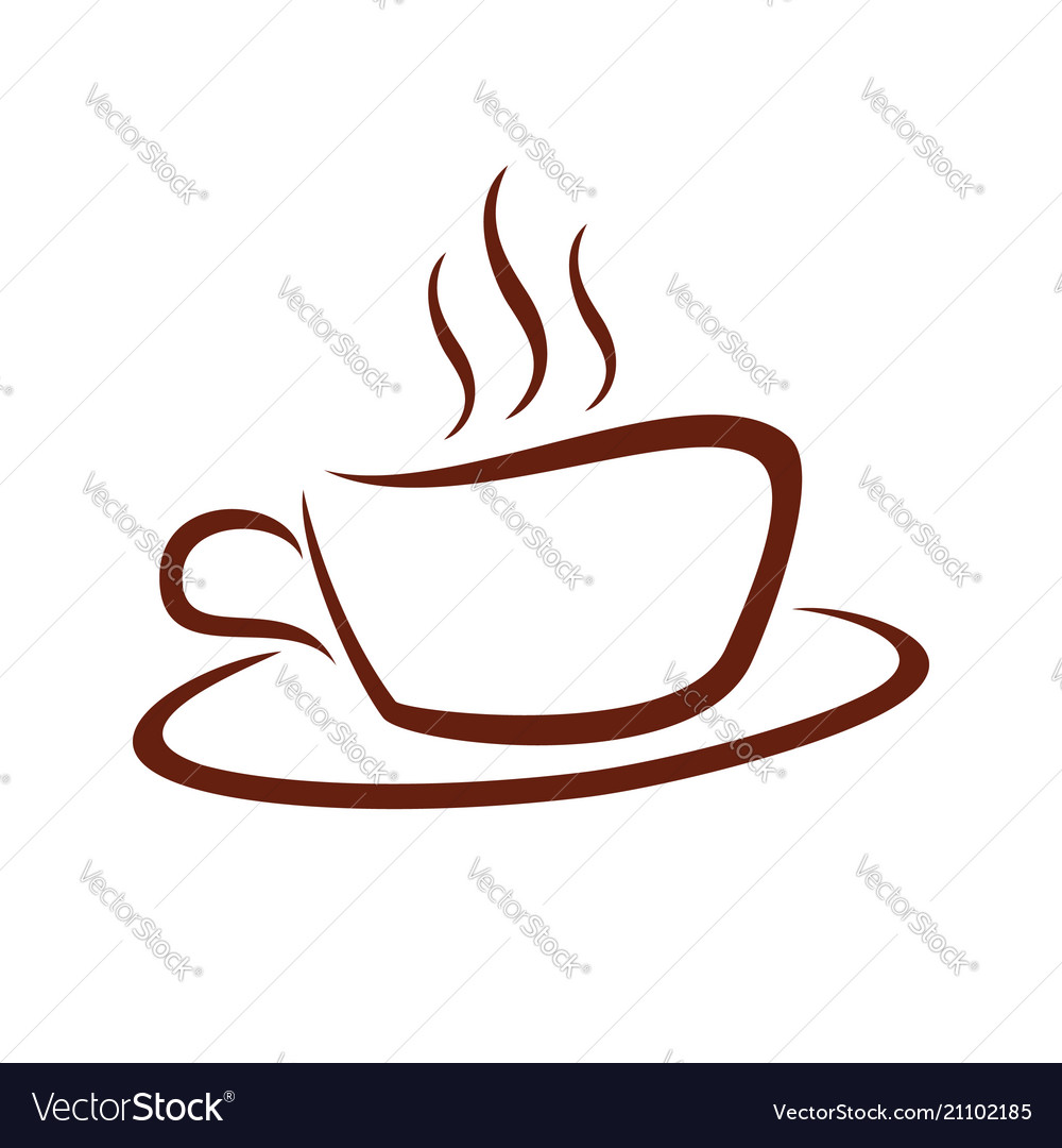 Download Cafe hot coffee cup line art symbol logo design Vector Image