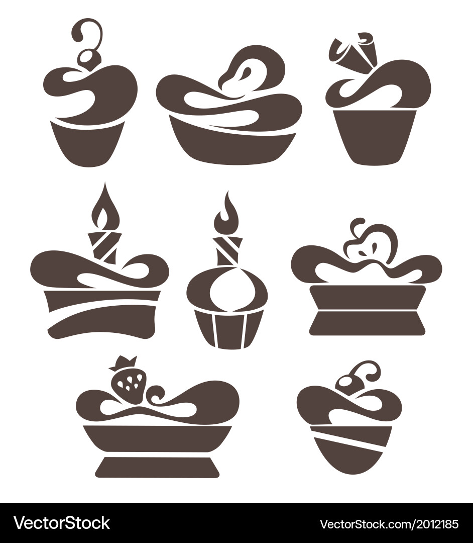 Cakes collection Royalty Free Vector Image - VectorStock