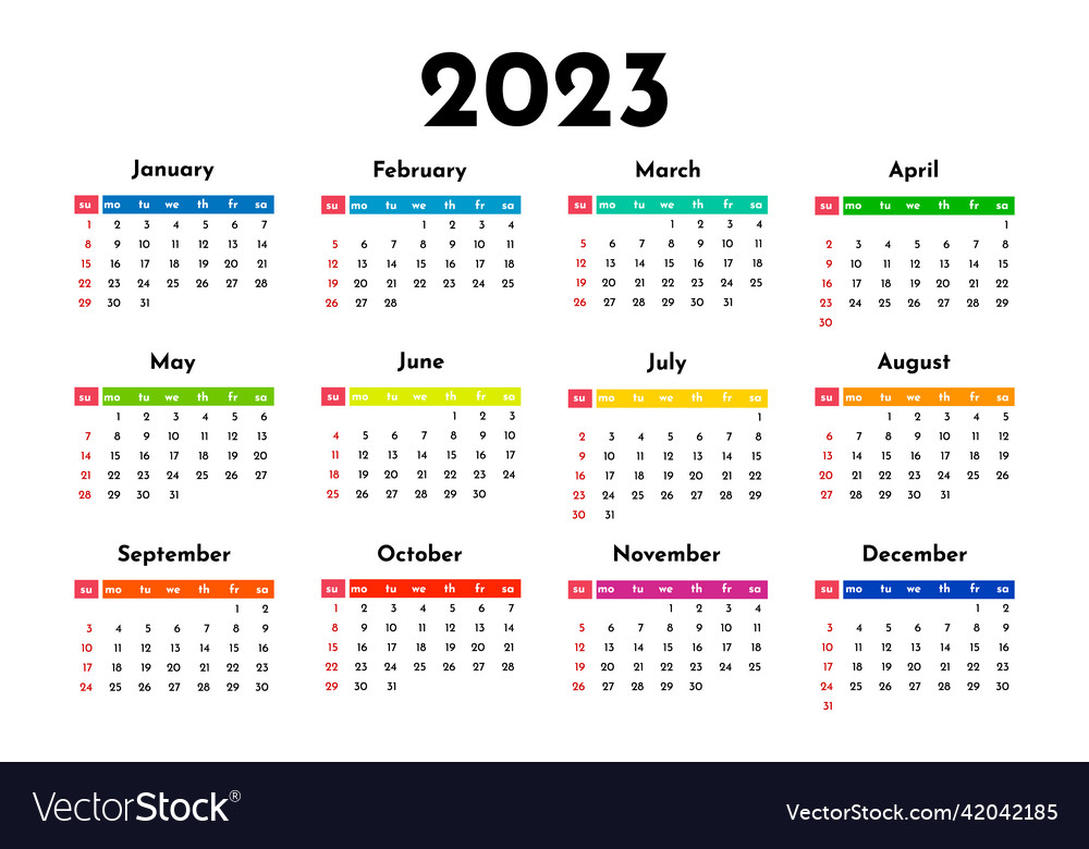 Calendar for 2023 isolated on a white background Vector Image