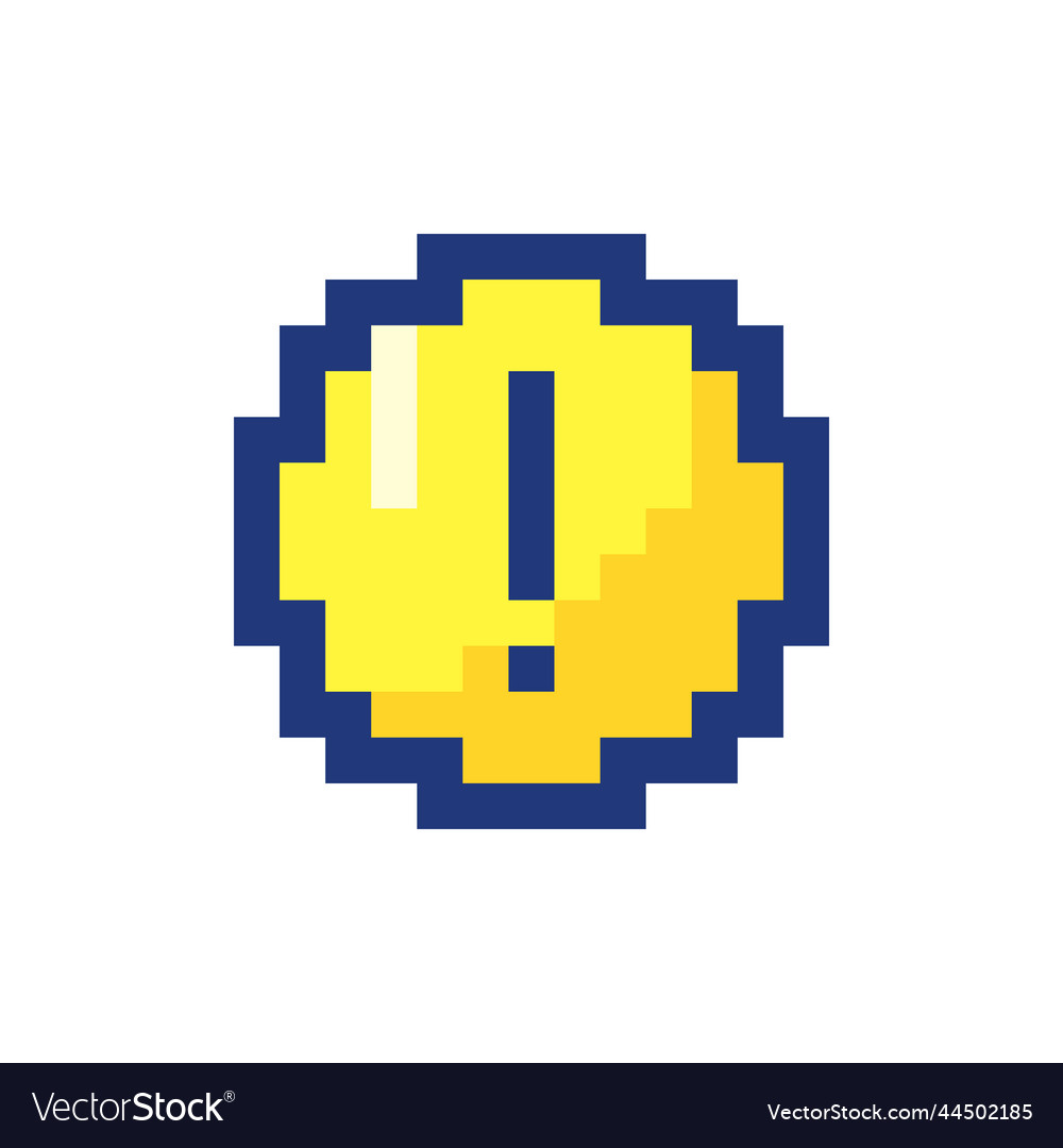 Circular shaped exclamation mark pixelated rgb Vector Image