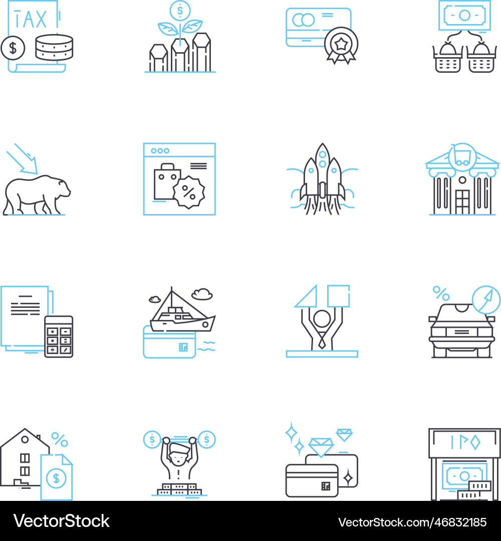 Commerce linear icons set retail e-commerce Vector Image