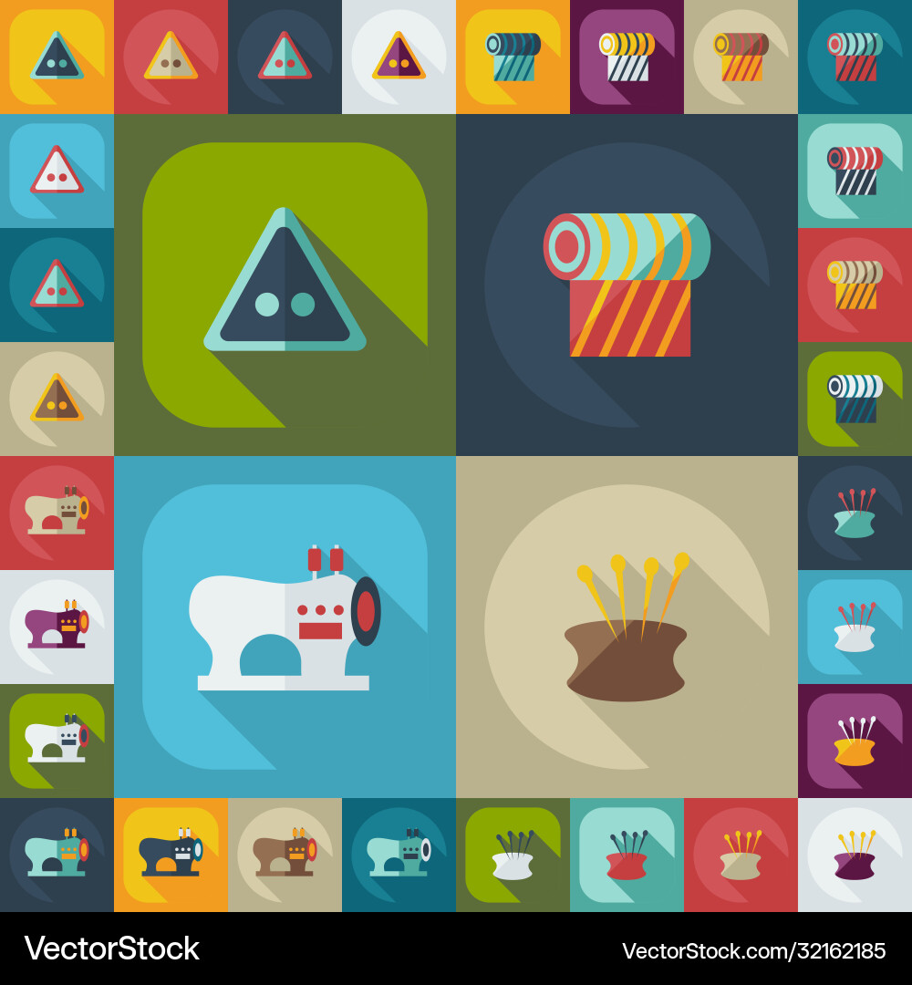 Flat concept set modern design with shadow sewing Vector Image