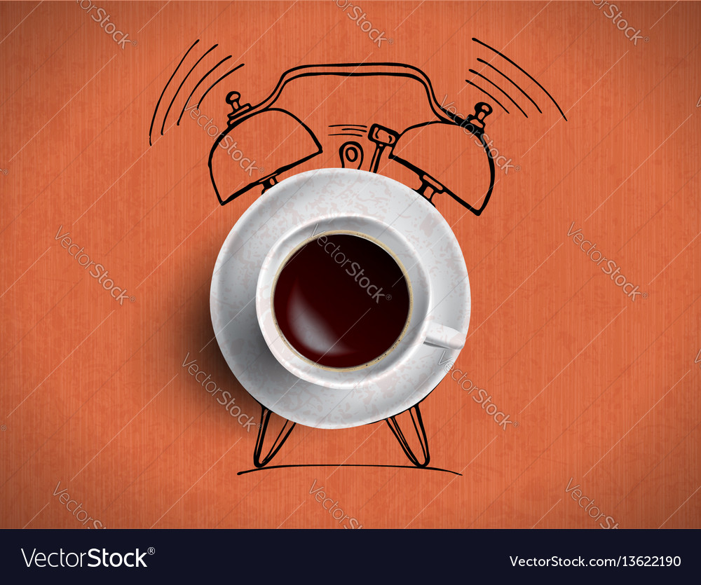 Alarm clock and coffee concept Royalty Free Vector Image
