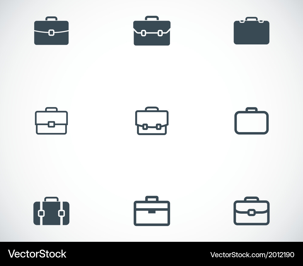 Black briefcase icons set Royalty Free Vector Image