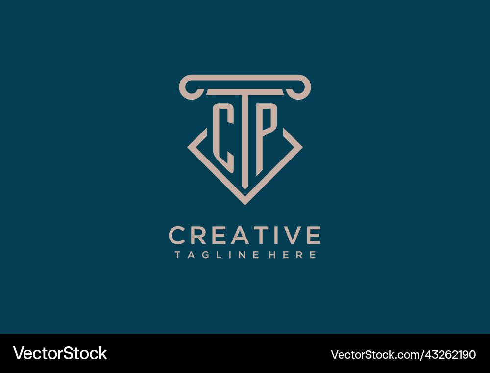 Cp initial with pillar icon design clean Vector Image