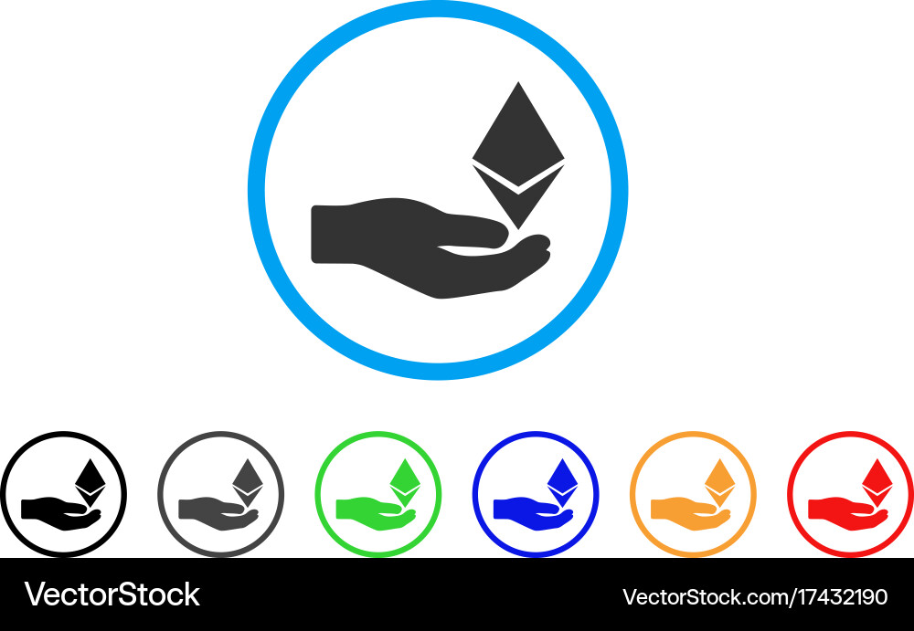 Ethereum offer hand rounded icon Royalty Free Vector Image
