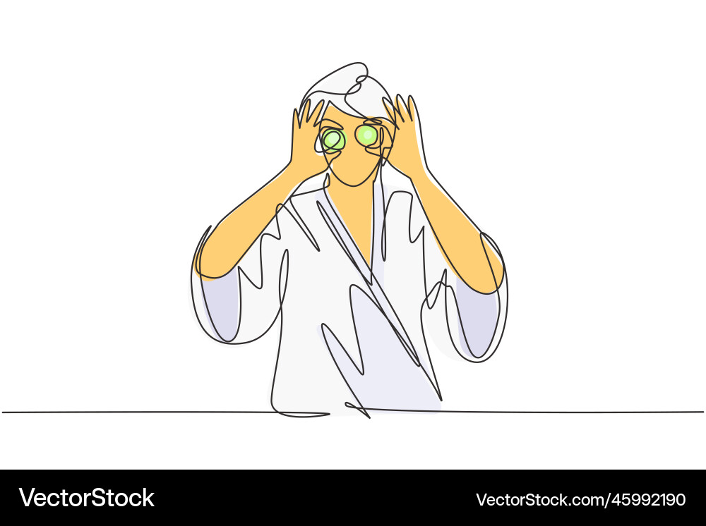 Single continuous line drawing young beautiful Vector Image