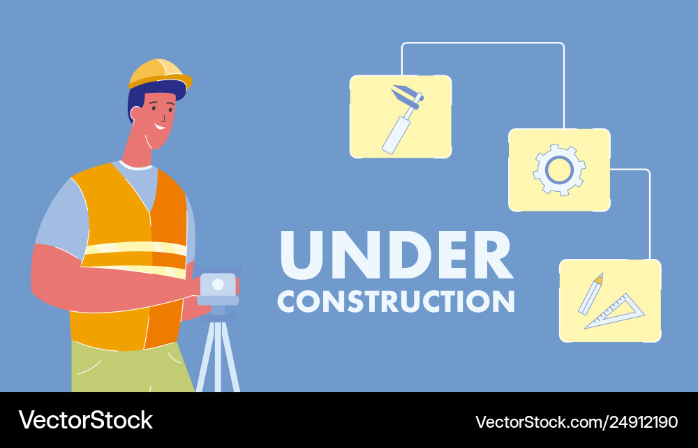 Under Construction Web Banner With Text Royalty Free Vector