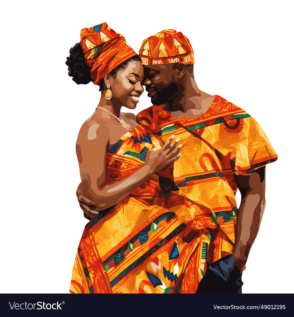 African couple hand-drawn comic Royalty Free Vector Image