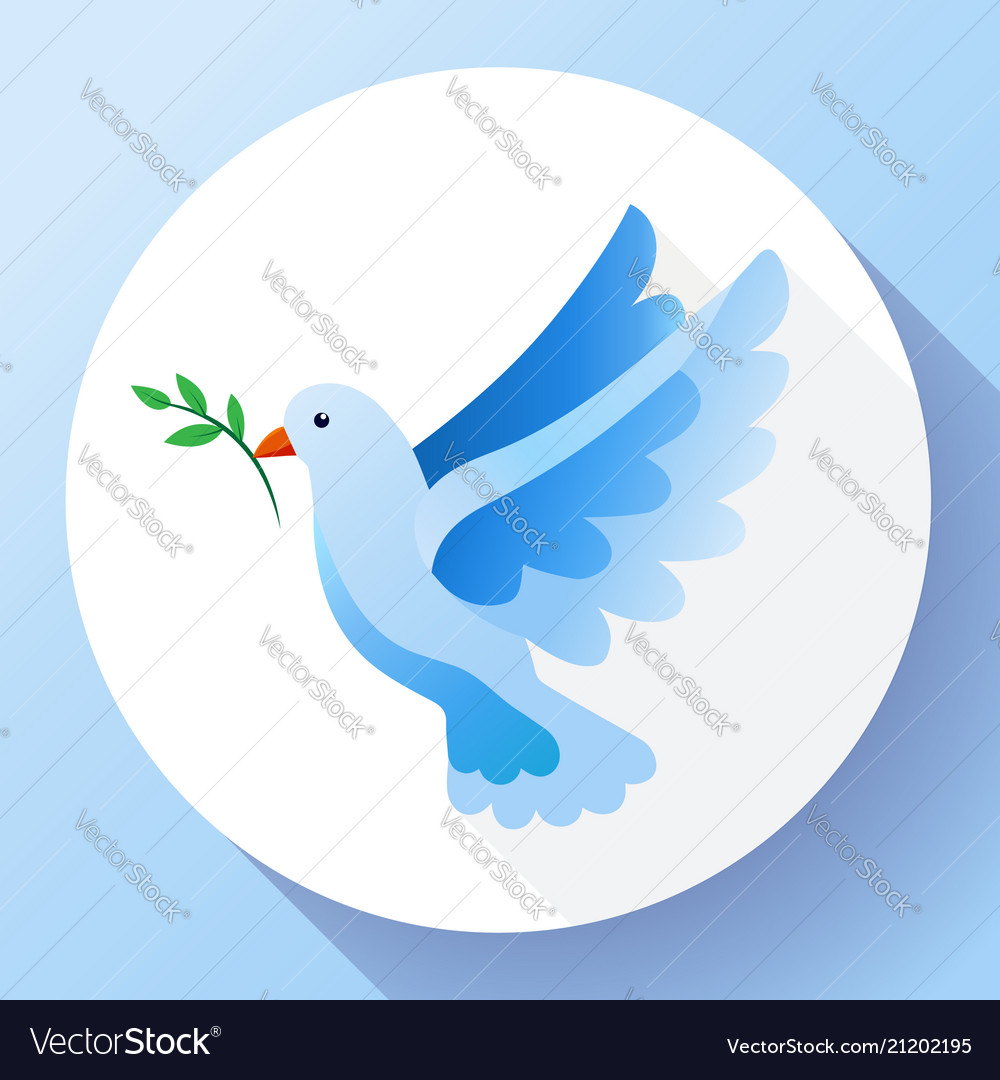 Blue dove with branch peace icon flying bird Vector Image