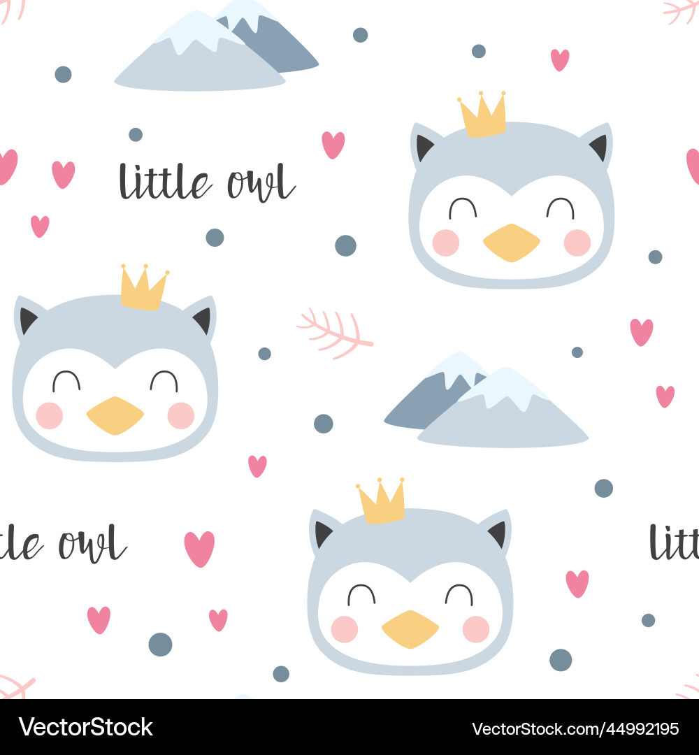 Cartoon cute owl seamless pattern Royalty Free Vector Image